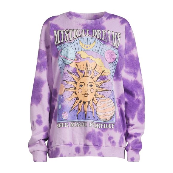 No Boundaries Juniors’ Washed Graphic Sweatshirt, Sizes XS-XXXL - Picture 3 of 5